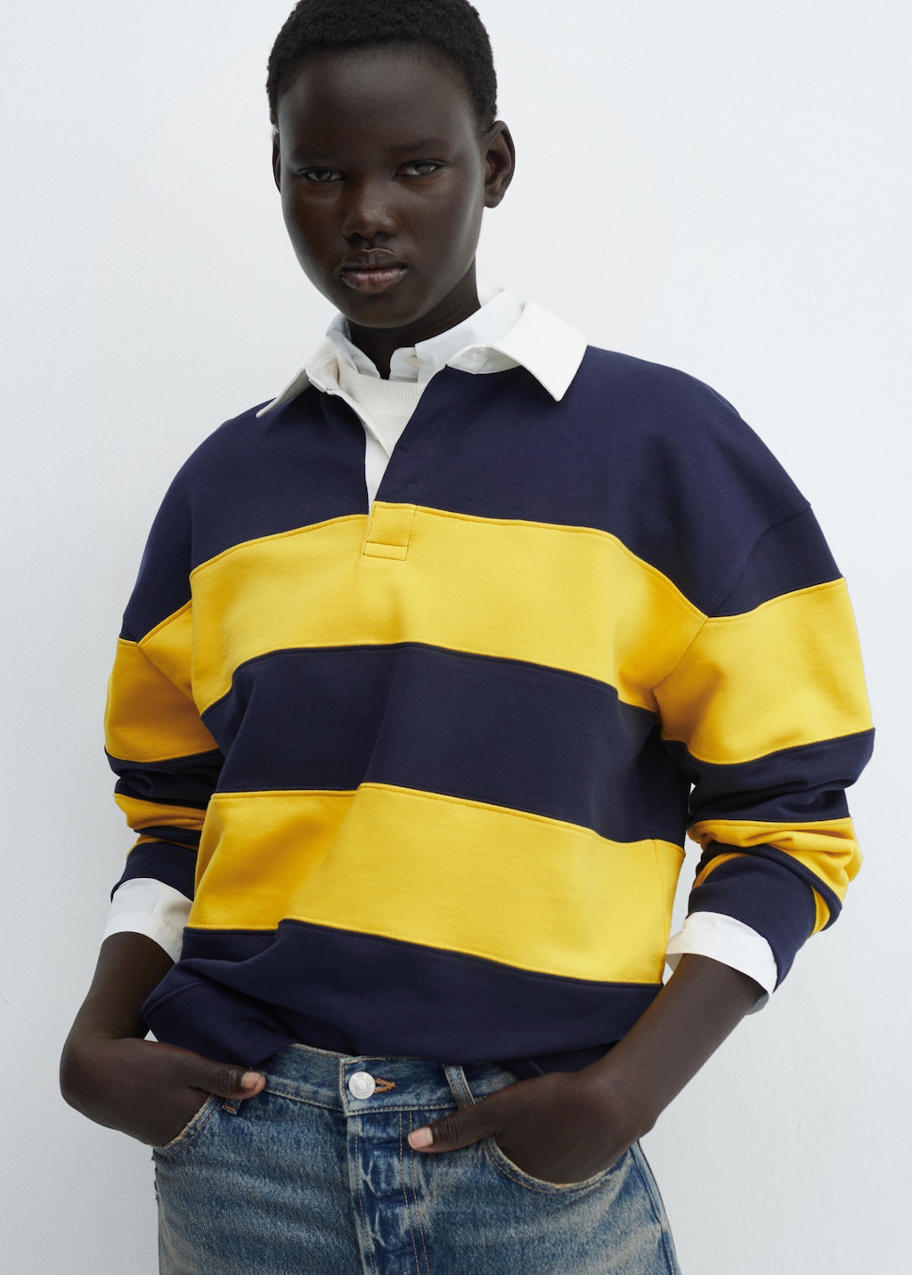 Navy striped polo best sale