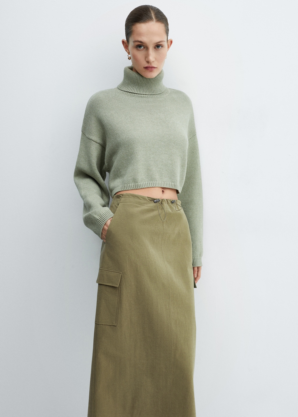 Midi-skirt with cargo pockets - Medium plane