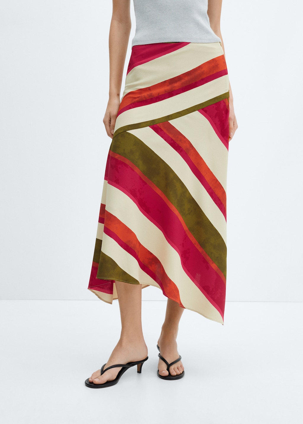 Striped satin skirt - Medium plane