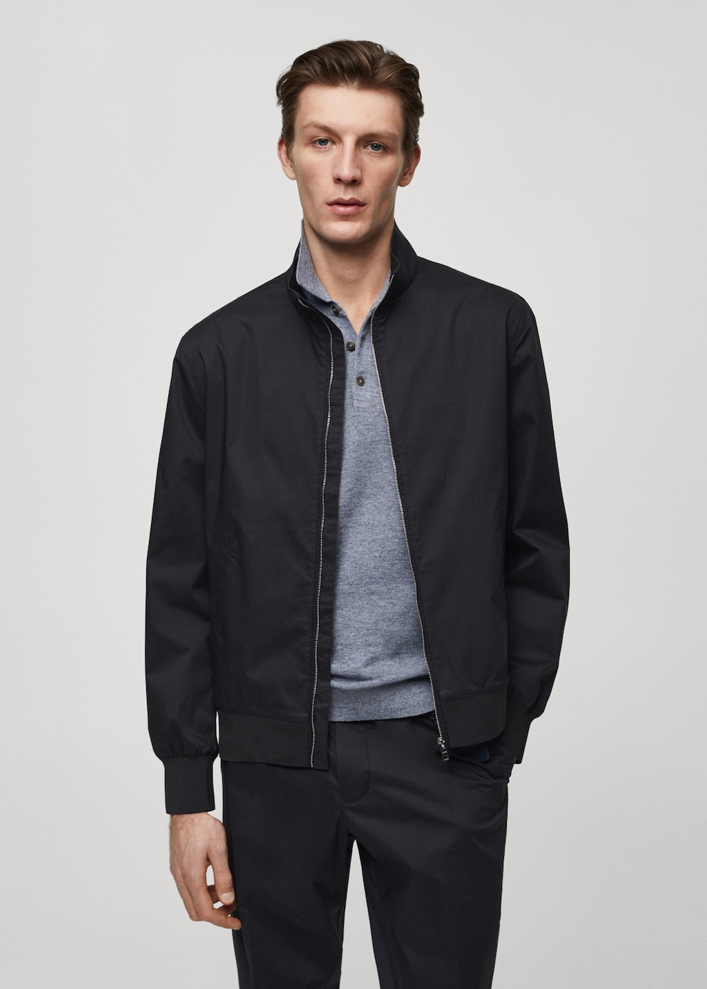 Stretch cotton jacket with zip - Medium plane