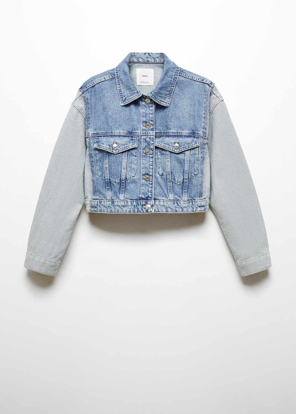 Two-tone cropped denim jacket - Article without model