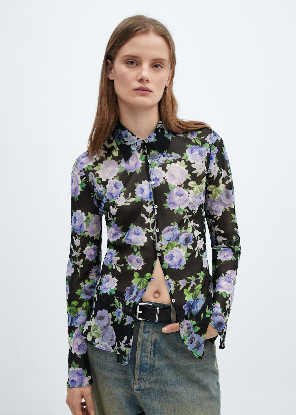 Semi-transparent printed shirt - Medium plane