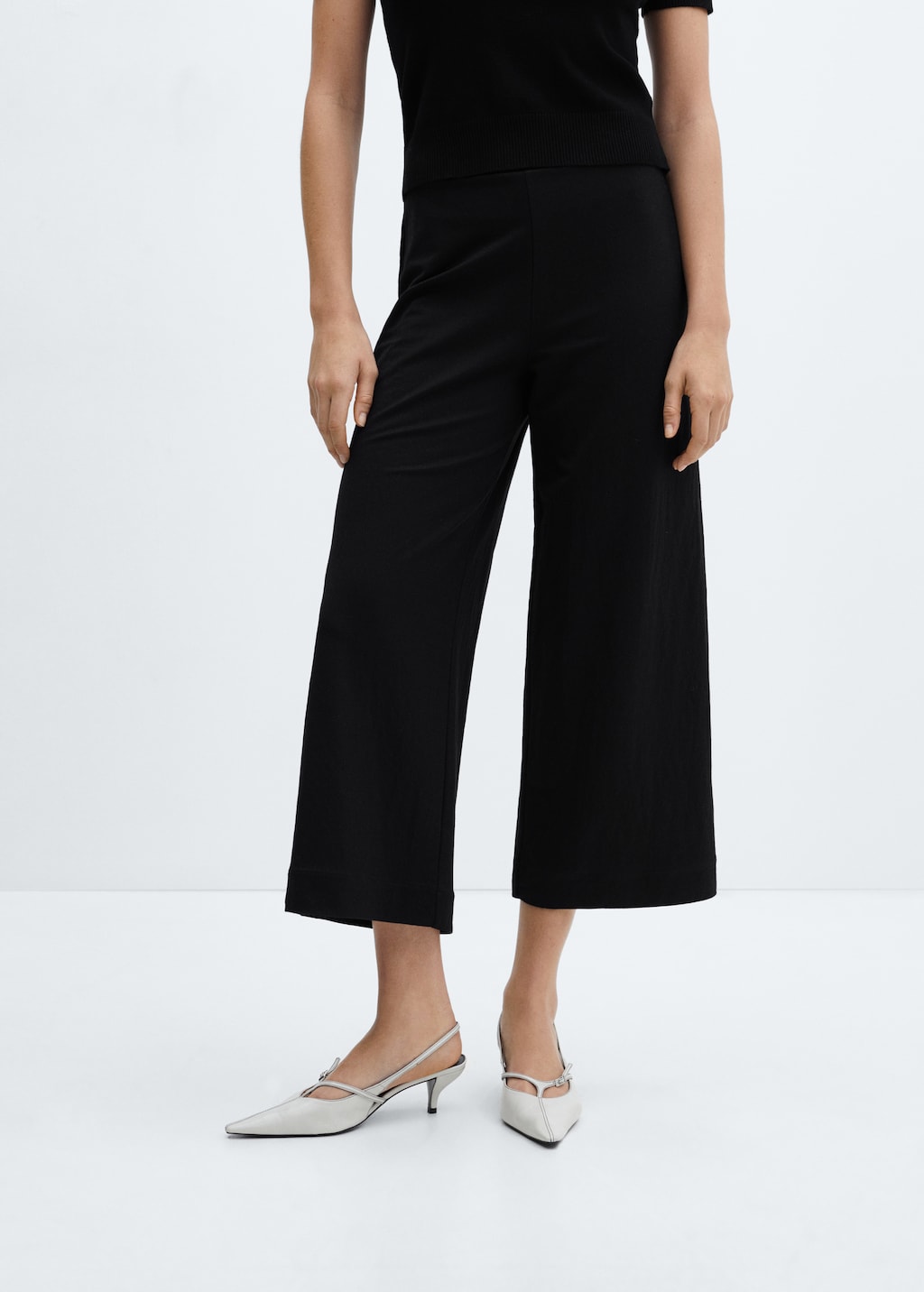 Elastic waist crop trousers - Medium plane