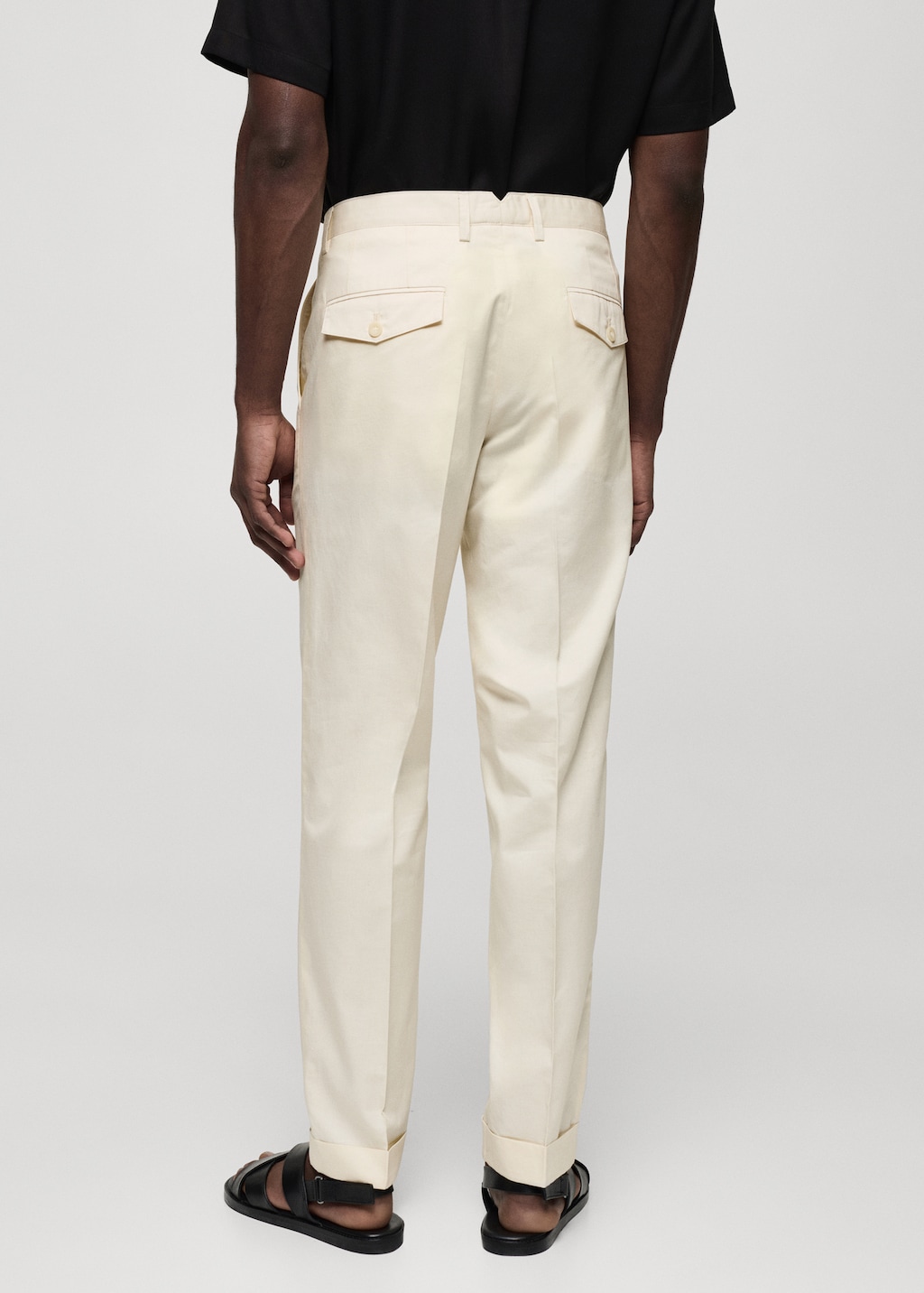 Cotton linen pleated trousers - Reverse of the article