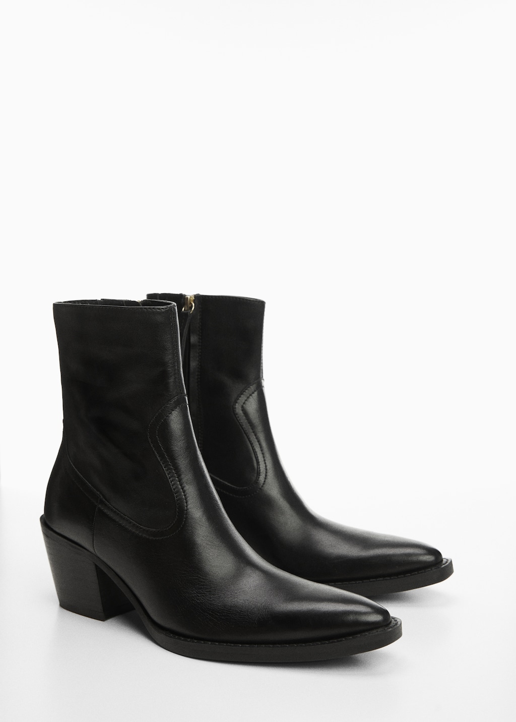 Leather pointed ankle boots - Medium plane