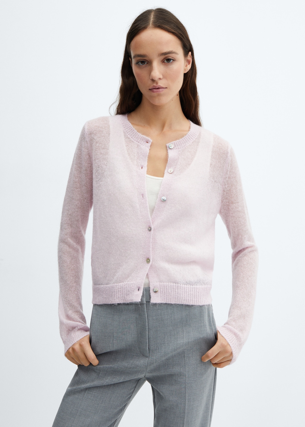 Cardigan with lurex buttons - Medium plane