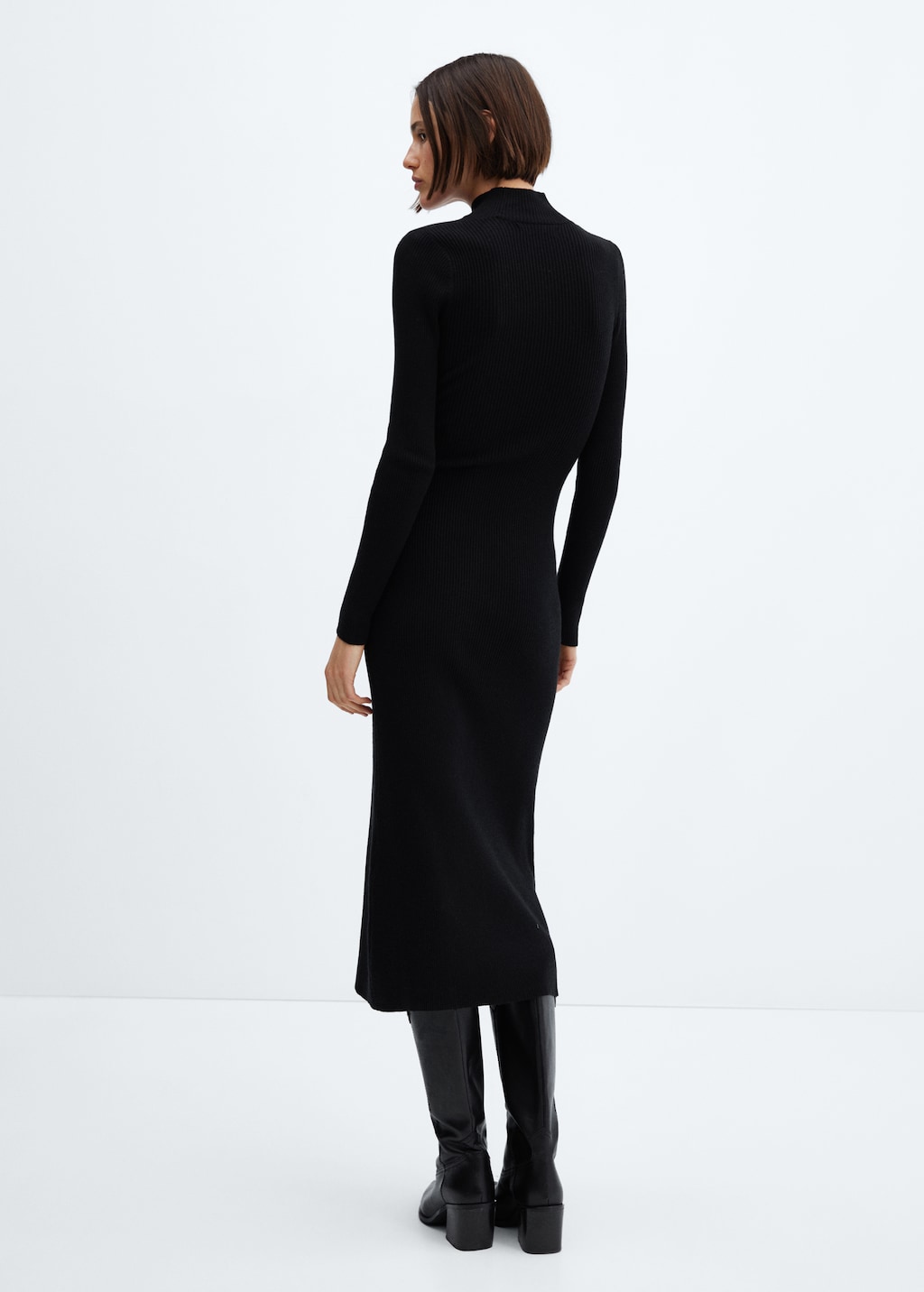 Perkins-neck ribbed dress - Reverse of the article