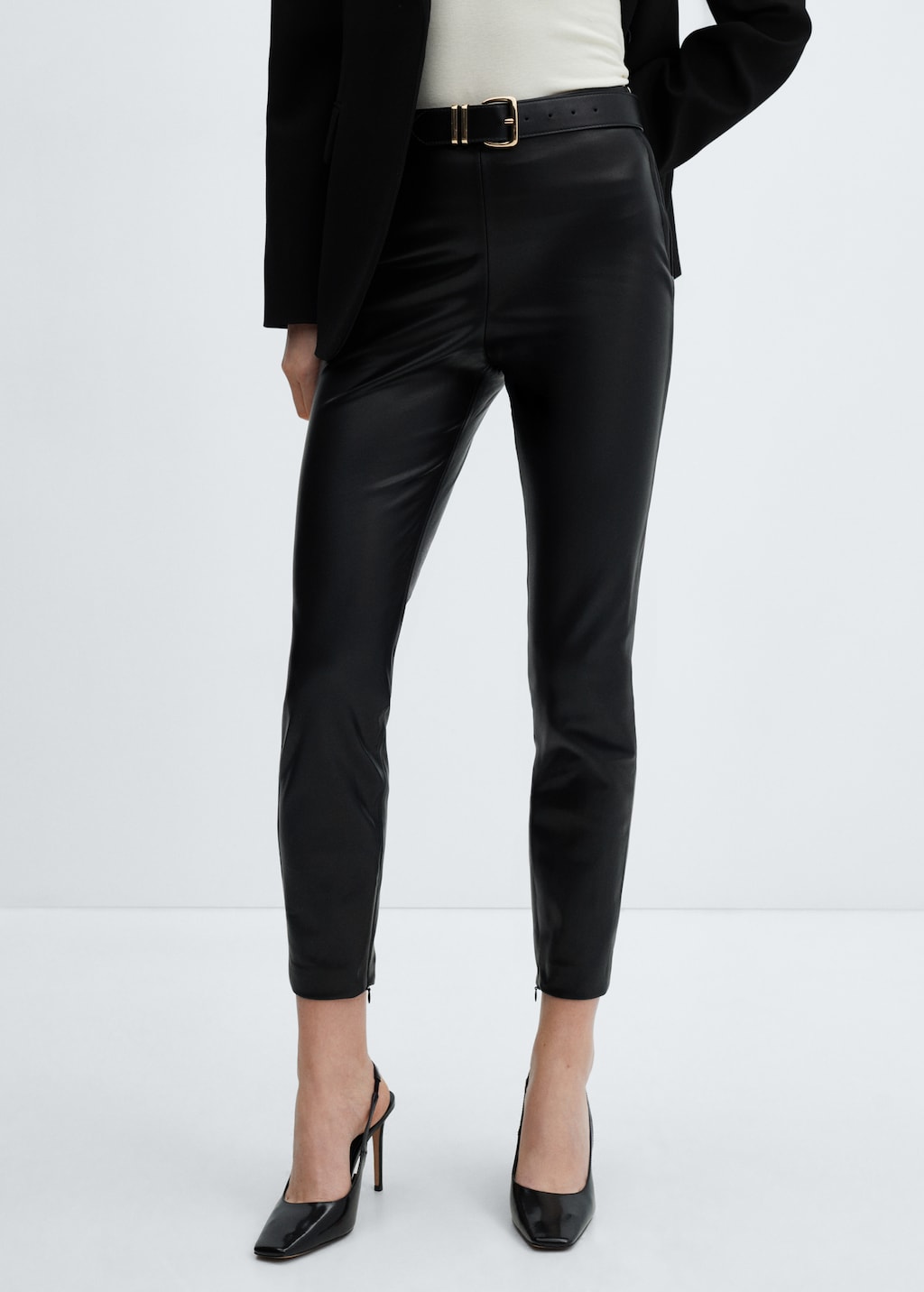 Leather-effect leggings with split hems - Medium plane