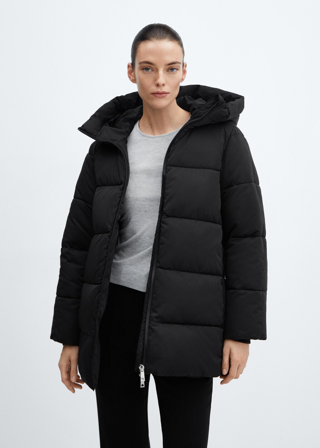 Hood quilted coat - Medium plane