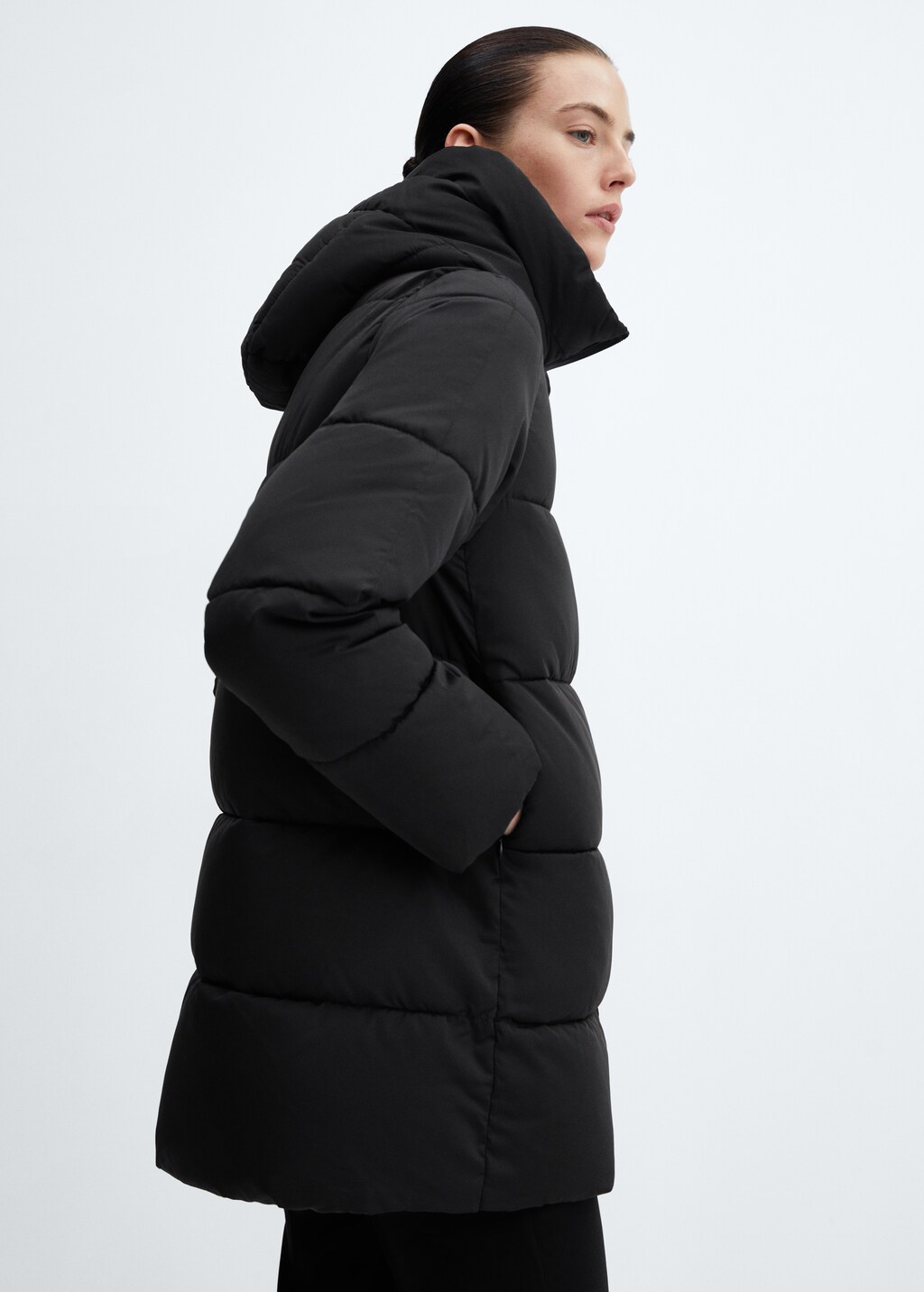 Hood quilted coat - Details of the article 2