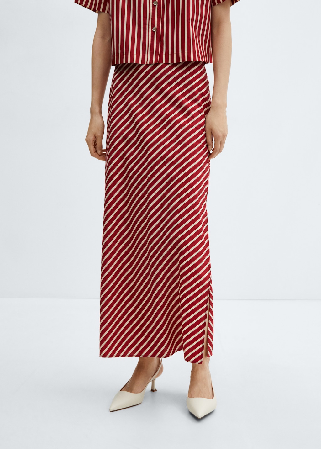 Slit striped skirt - Medium plane