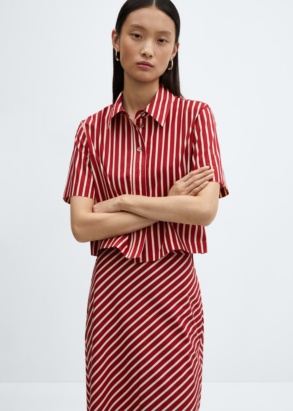 Slit striped skirt - Details of the article 1