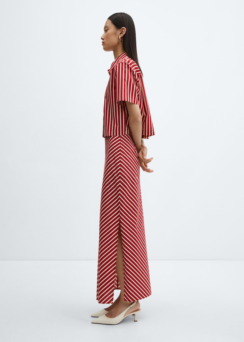 Slit striped skirt - Details of the article 6