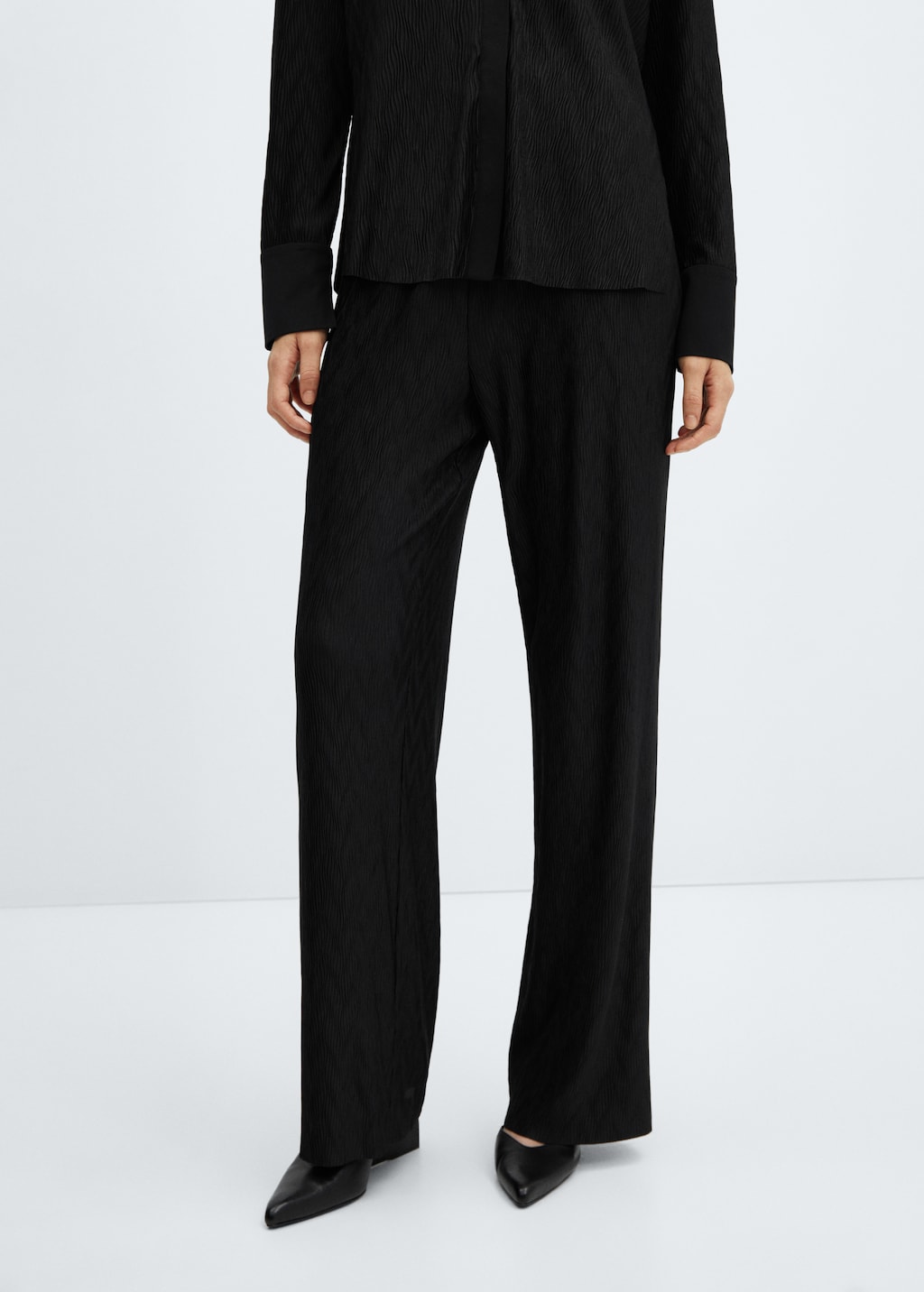 Textured wideleg trousers - Medium plane