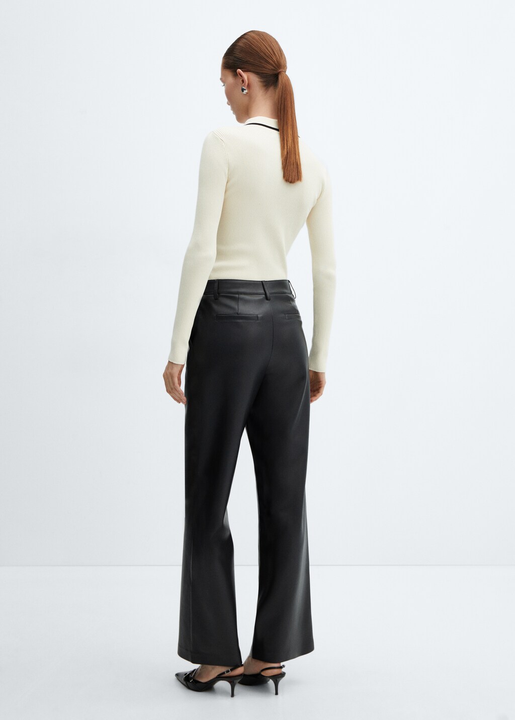 Leather-effect high-waist trousers - Reverse of the article