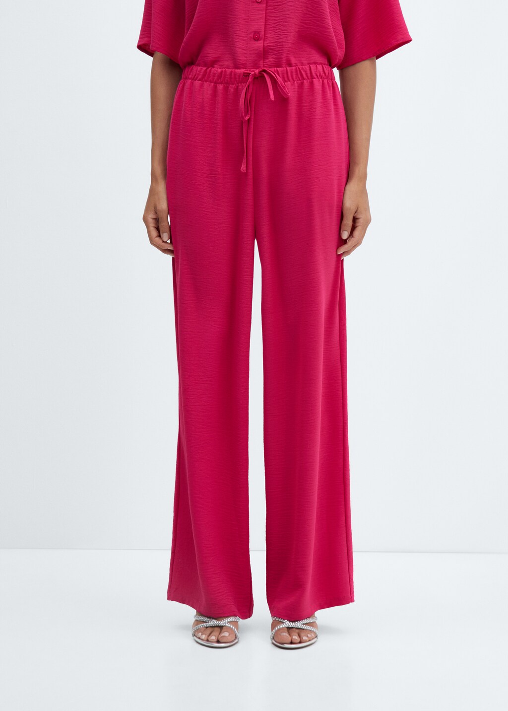 Wideleg trousers with elastic waist - Medium plane