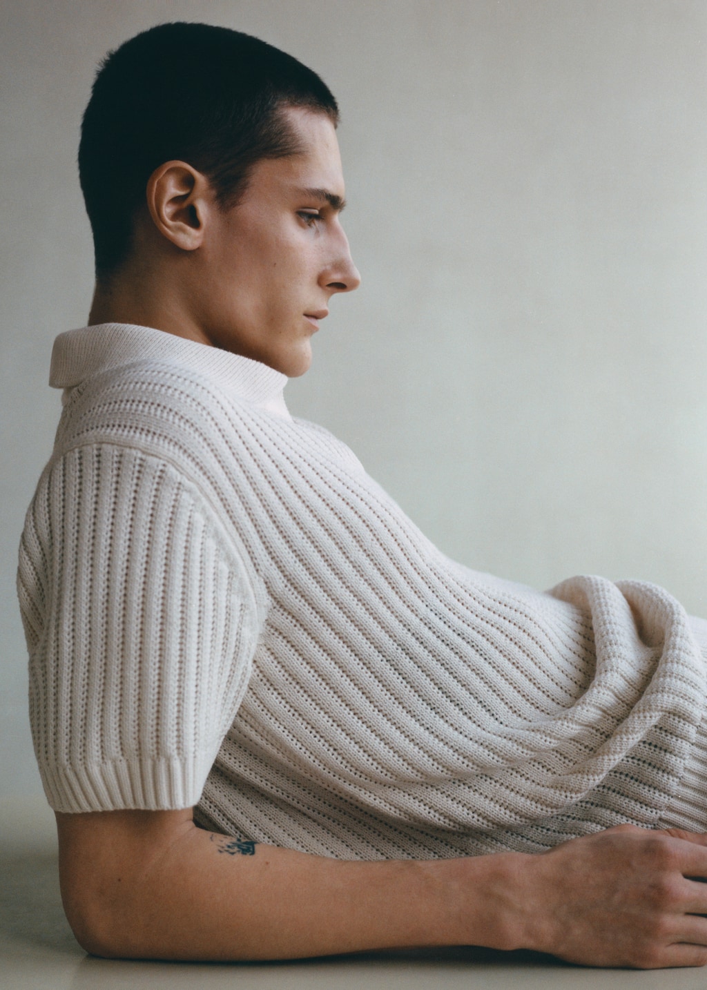 Openwork cotton knitte polo shirt - Details of the article 5