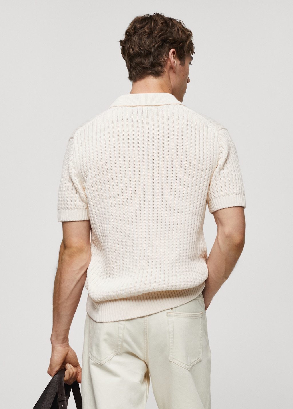 Openwork cotton knitte polo shirt - Reverse of the article