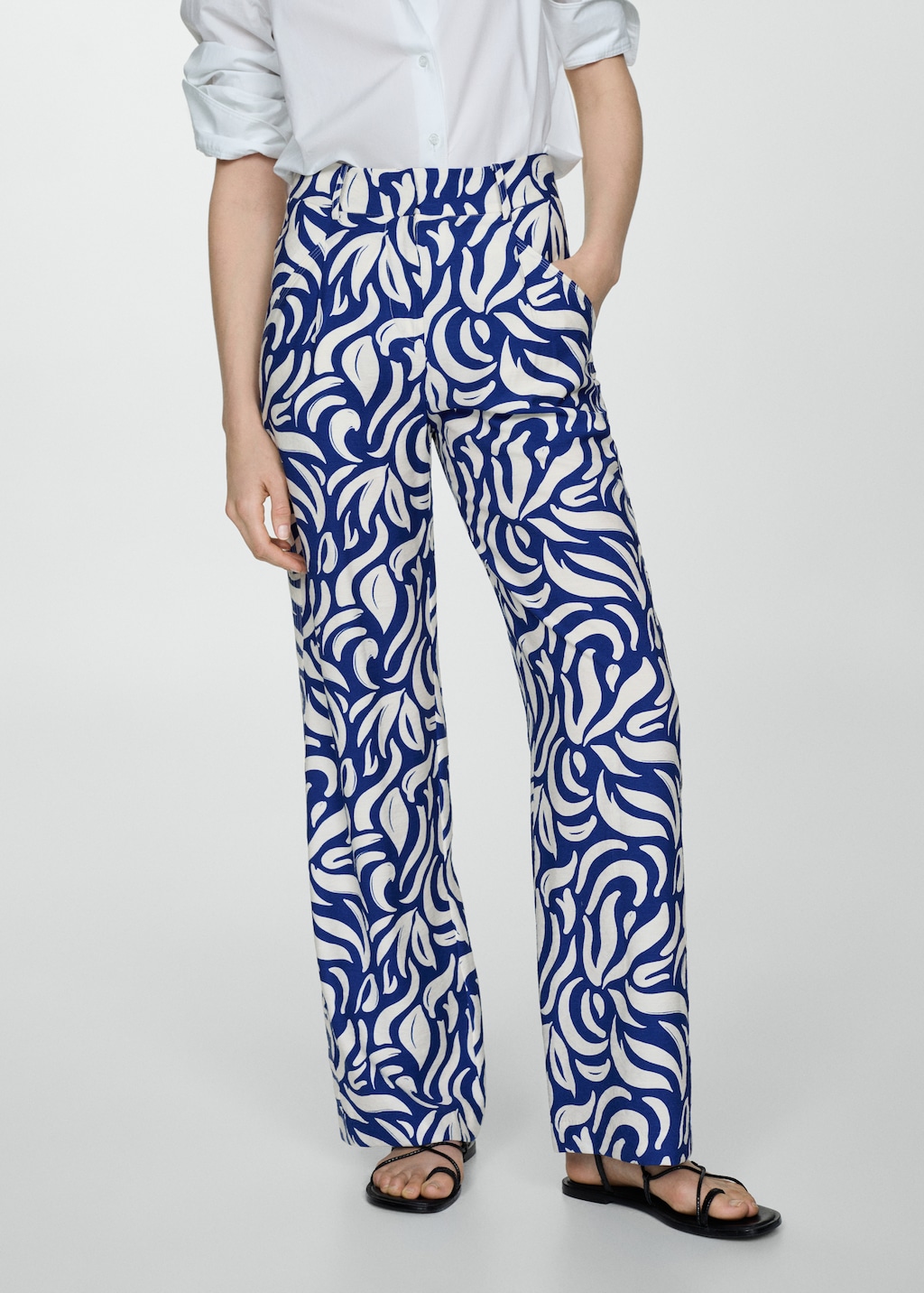 Wideleg printed trousers with pleats - Medium plane