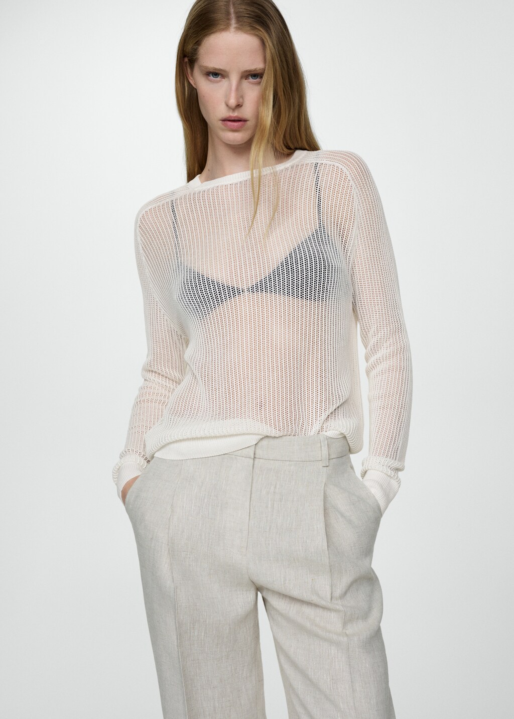 Semitransparent knitted sweater - Medium plane