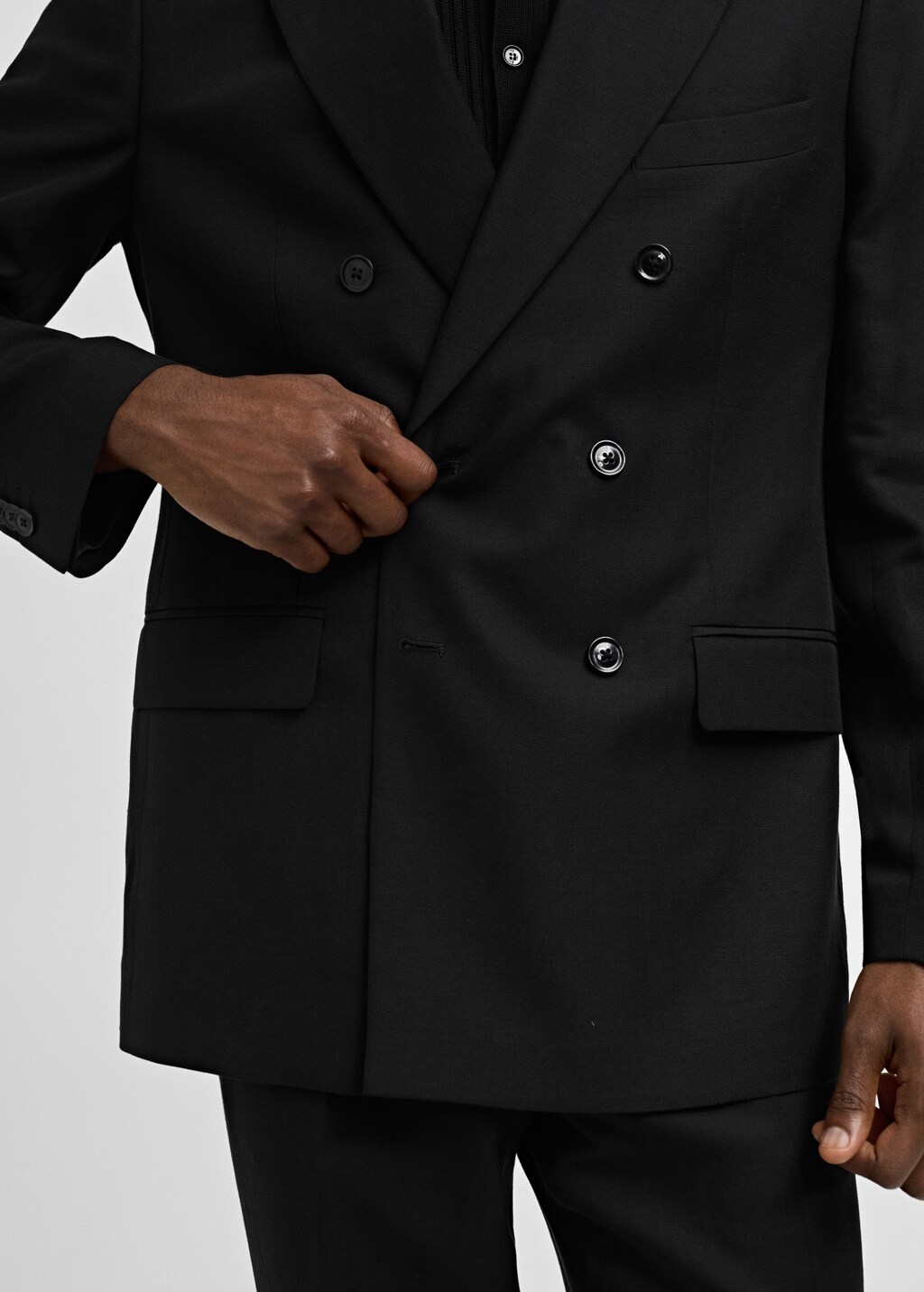 Linen lyocell double-breasted suit jacket - Details of the article 1