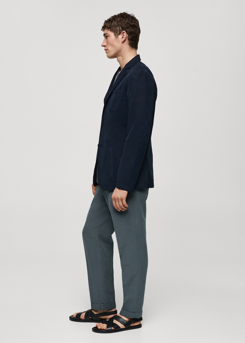 Slim fit linen cotton-blend blazer - Details of the article 2