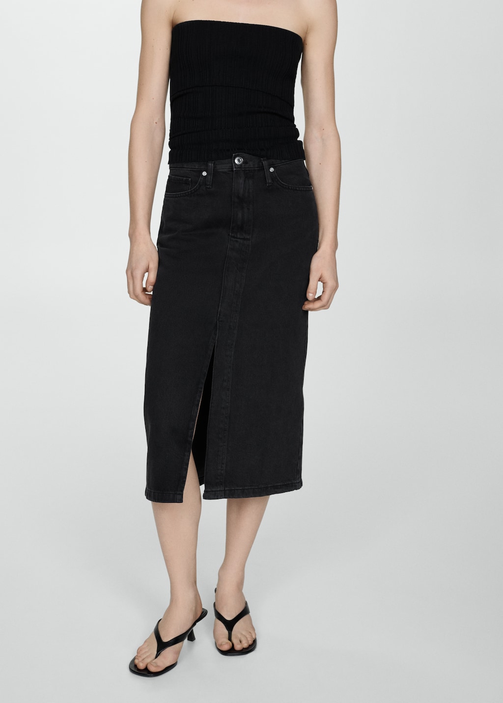 Denim midi-skirt - Medium plane