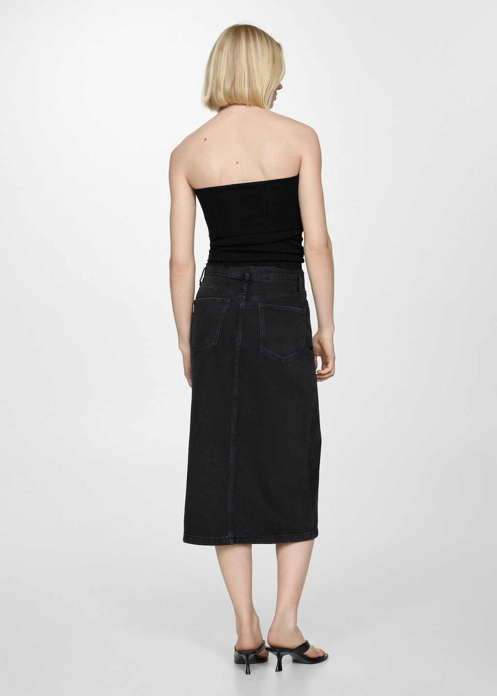 Denim midi-skirt - Reverse of the article