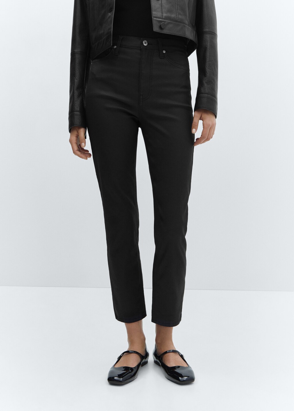 Claudia waxed slim-fit cropped jeans - Medium plane