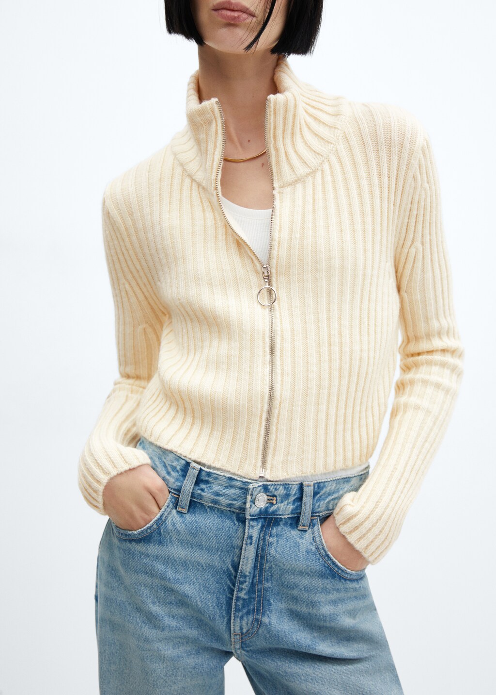 Zipper crop cardigan - Details of the article 6