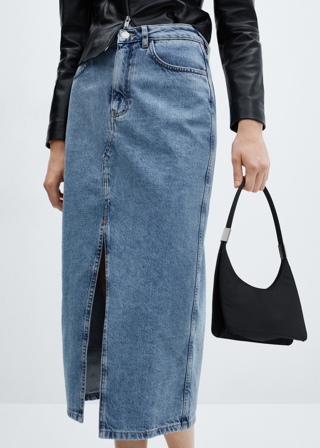 Denim midi-skirt - Medium plane