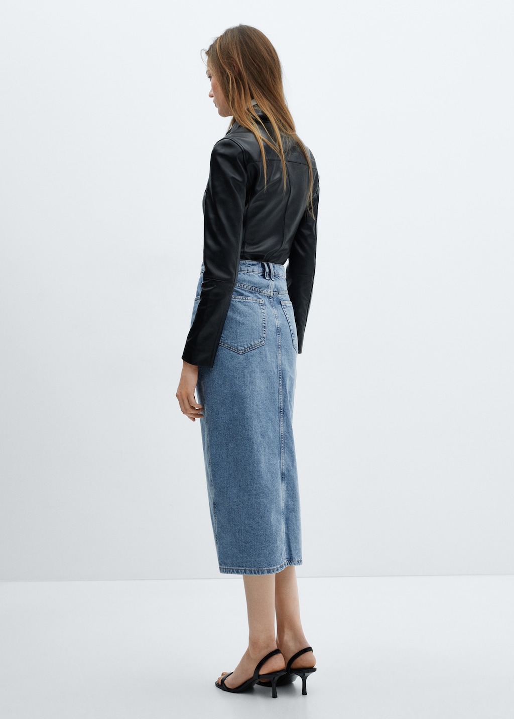 Denim midi-skirt - Reverse of the article