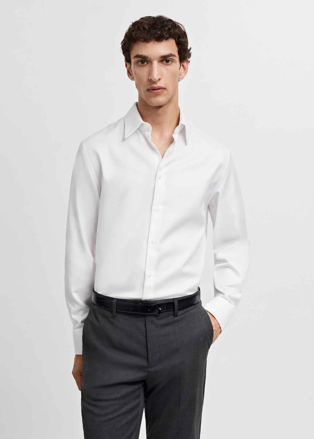 Camisa vestit regular fit estructura - Pla mig