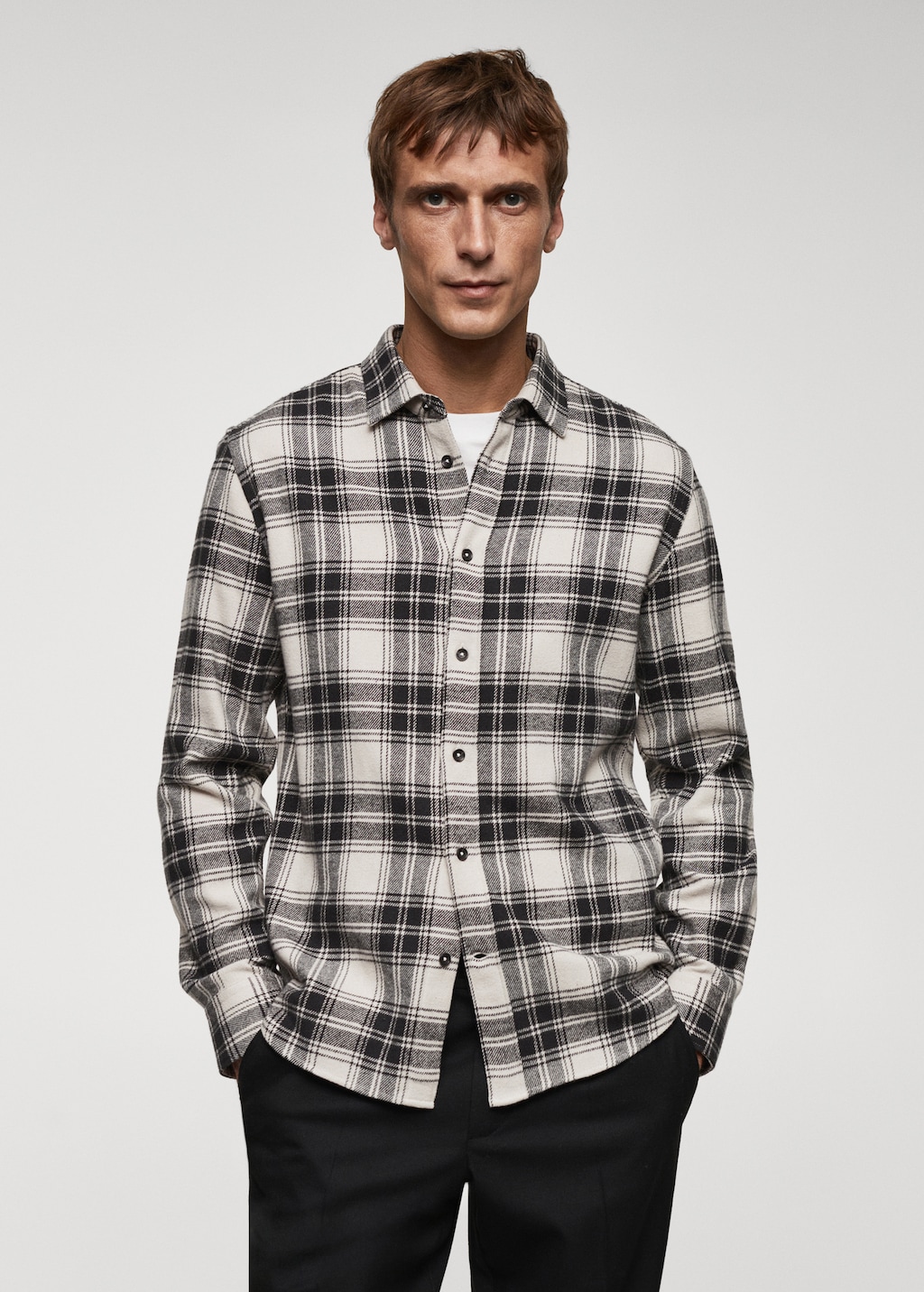 Regular fit checked flannel shirt - Medium plane