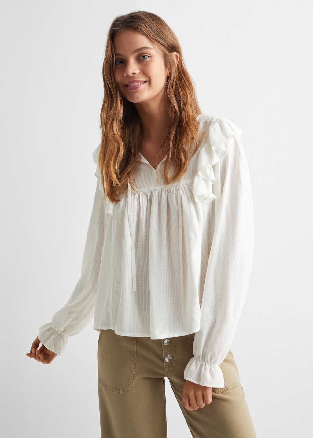 Textured ruffled blouse - Medium plane