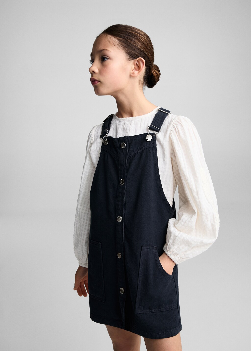 Pinafore dress with buttons - Medium plane