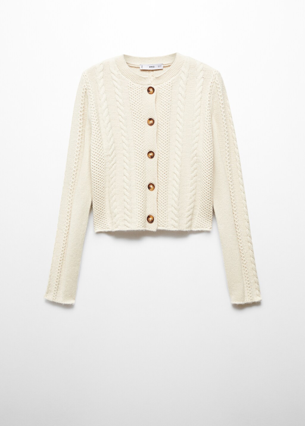 Sweater cardigan cable braid knit womens cream white crop sale top button long sleeve