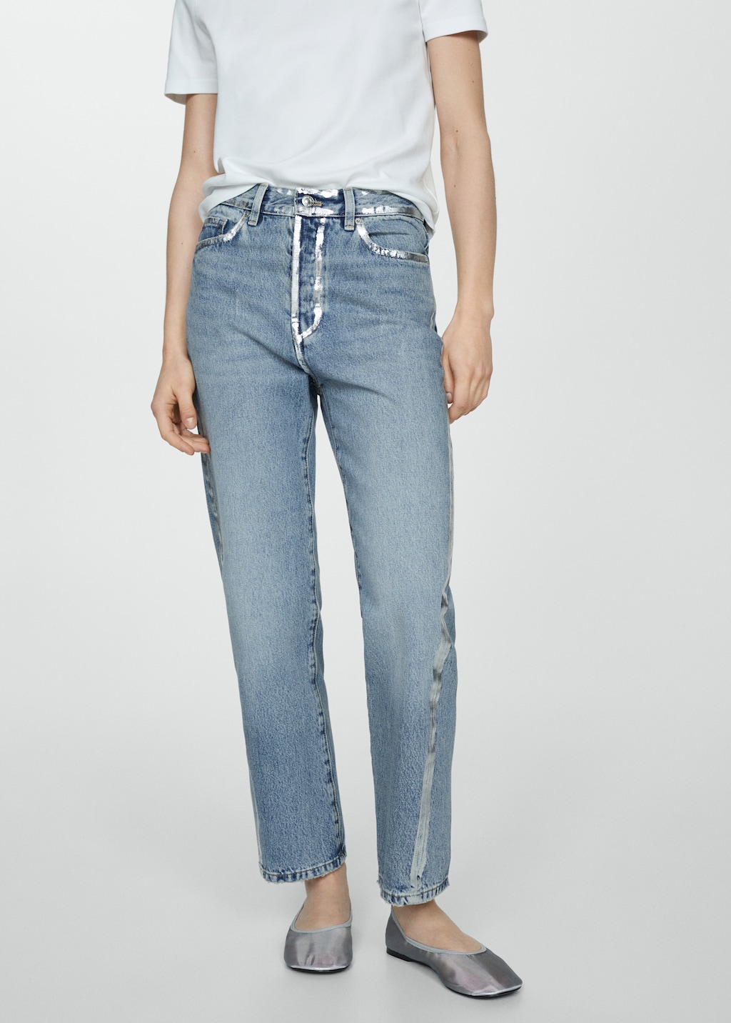 Straight-fit jeans with foil details - Medium plane