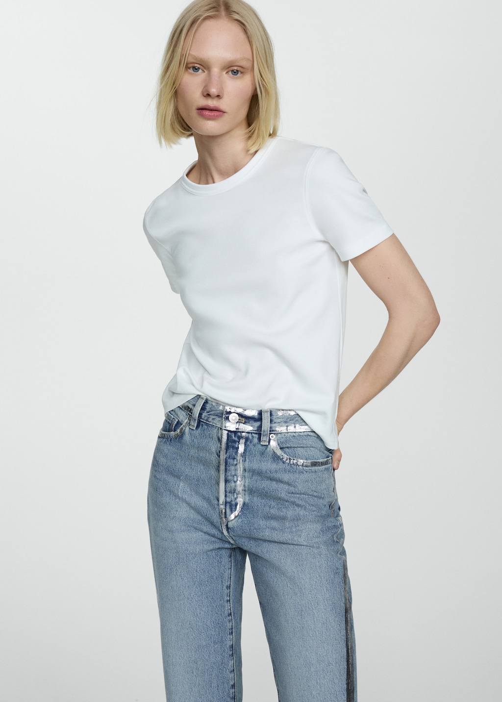 Straight-fit jeans with foil details - Details of the article 1