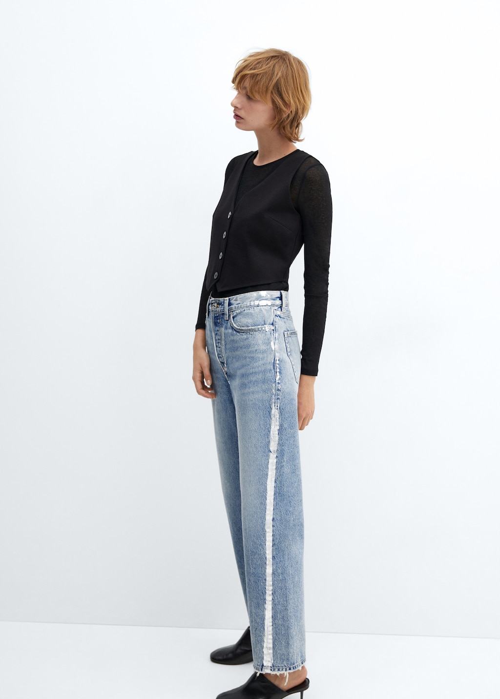 Straight-fit jeans with foil details - Details of the article 2