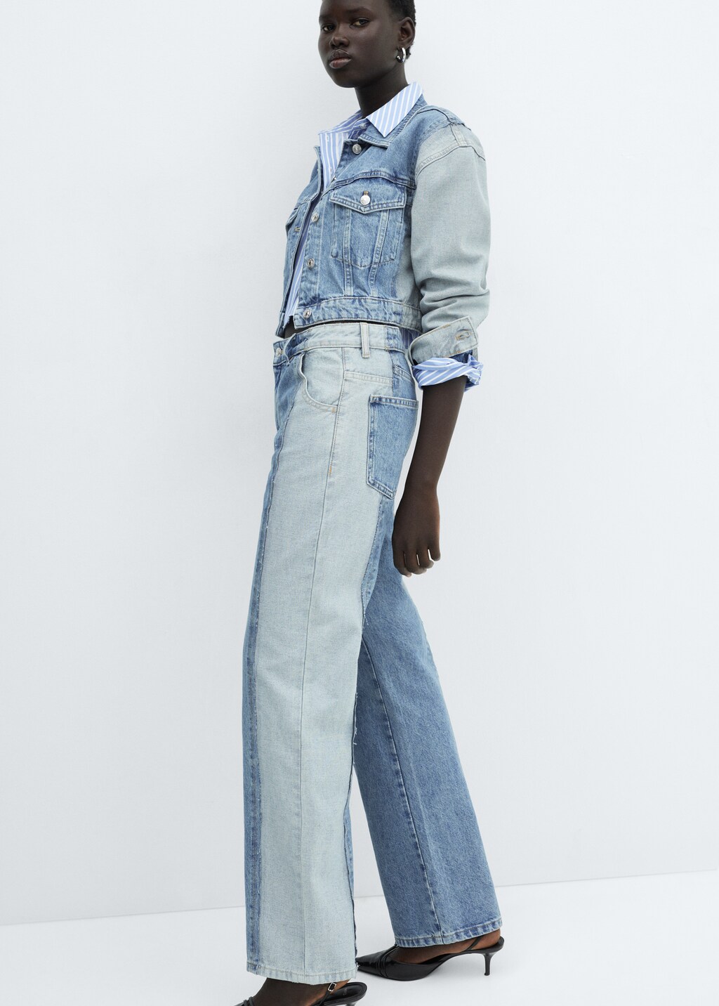 Two-tone straight-fit jeans - Details of the article 2