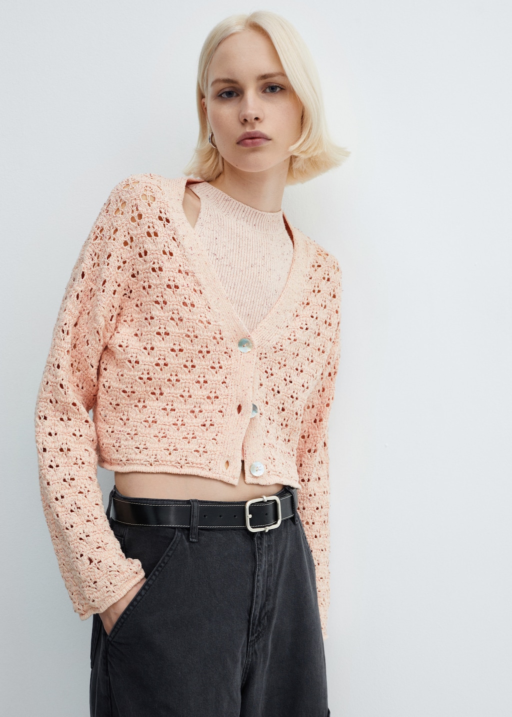 Openwork knit cardigan - Medium plane