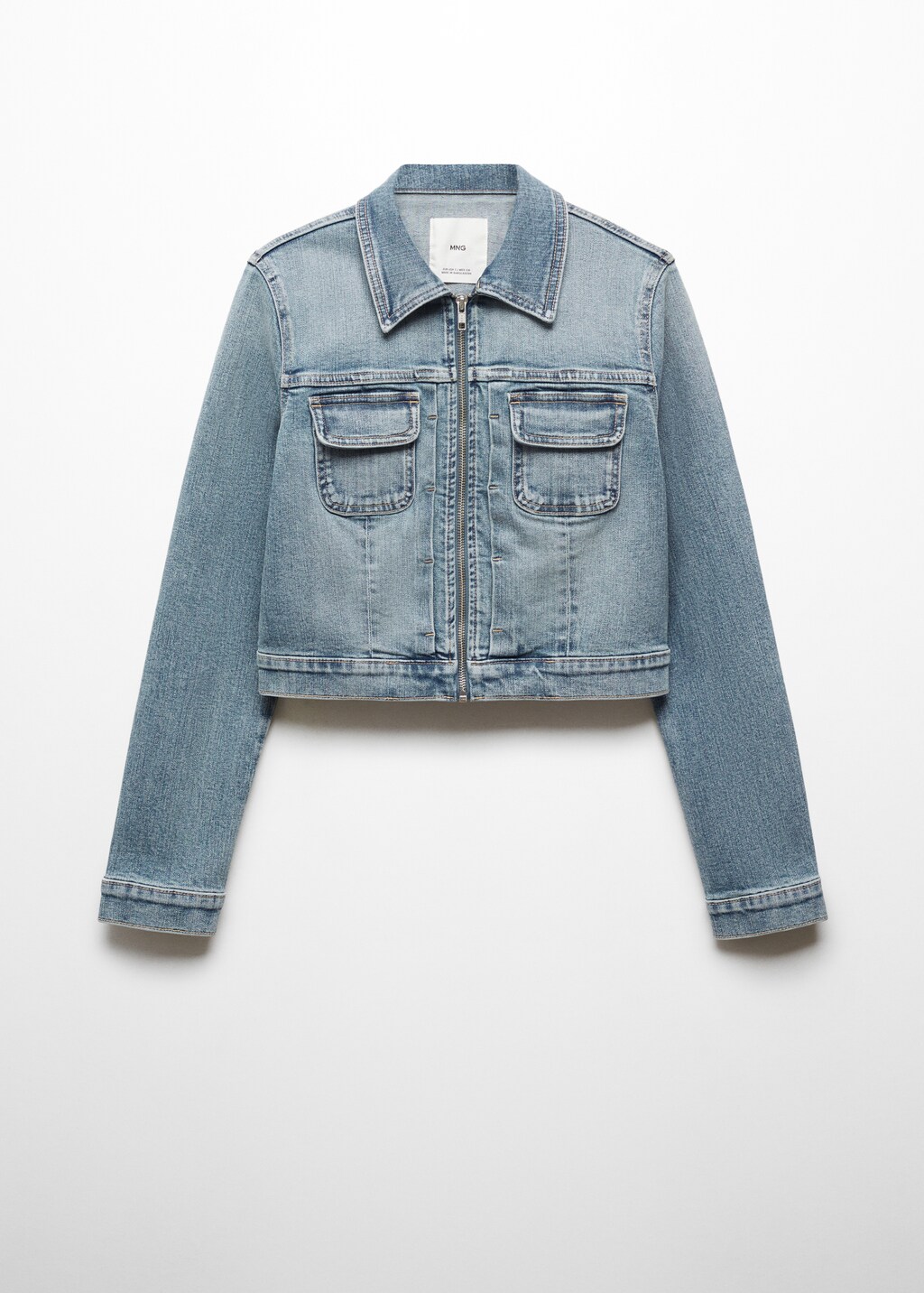 Denim cropped zip-up jacket - Article without model