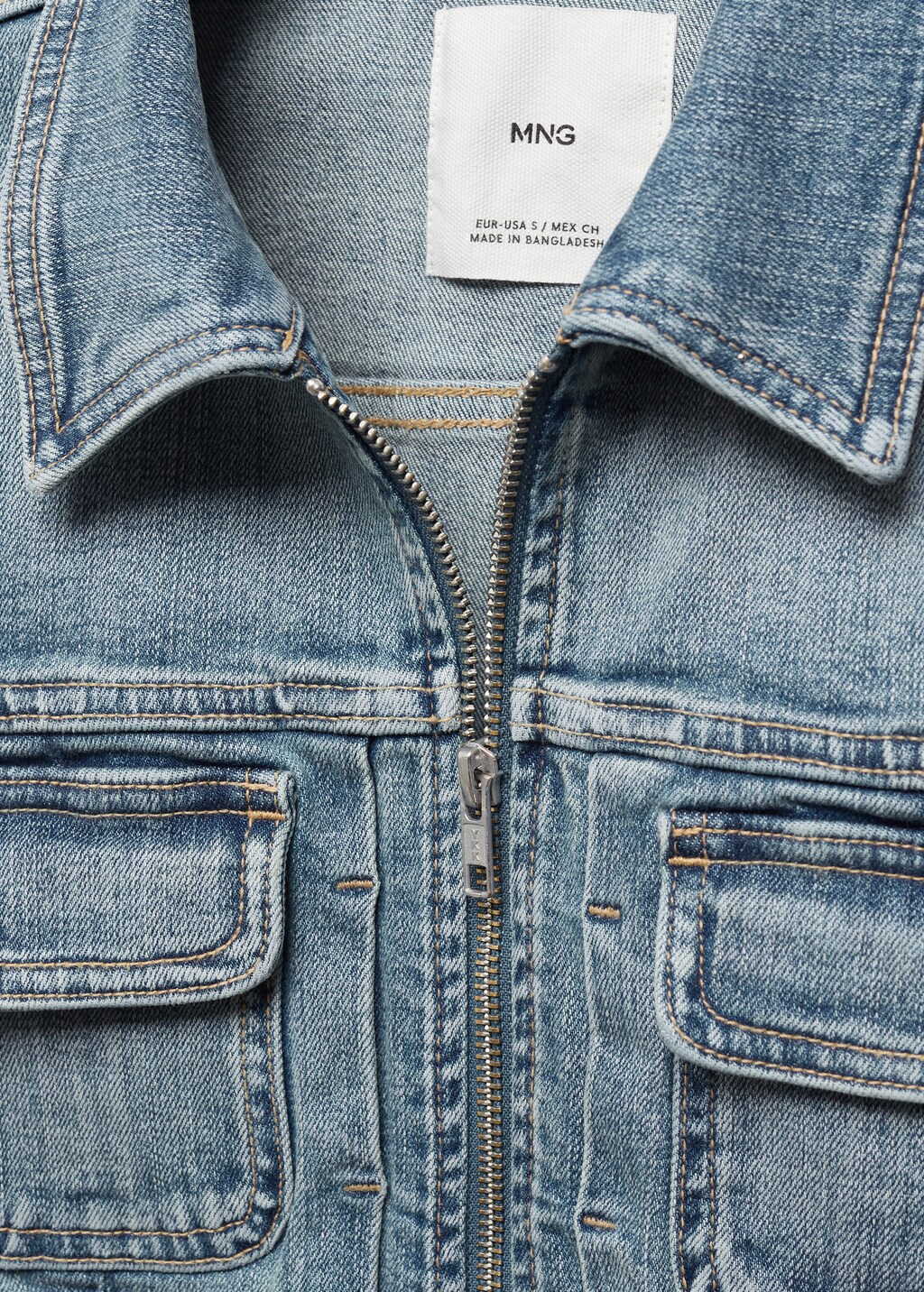 Denim cropped zip-up jacket - Details of the article 8