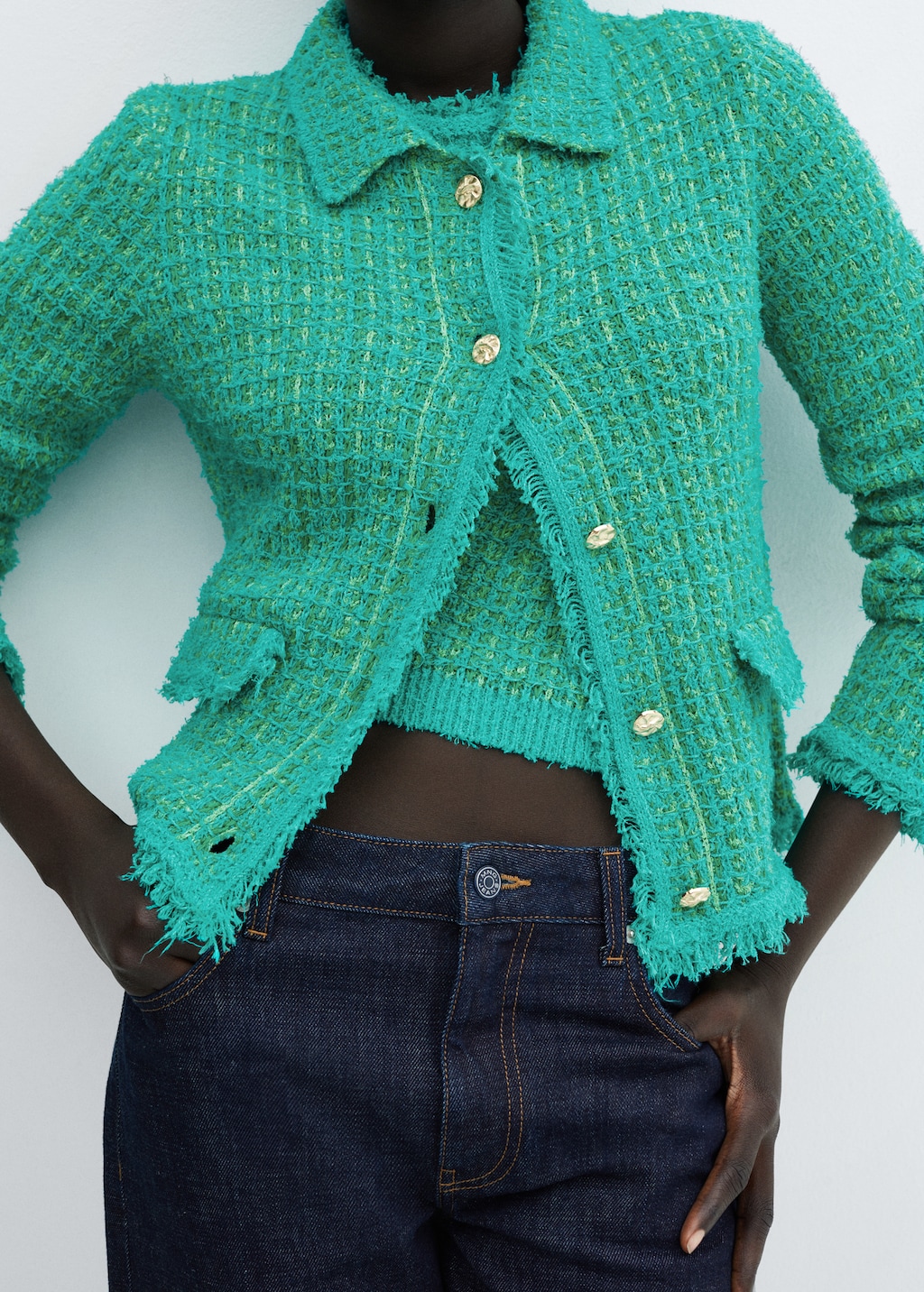 Tweed-Cardigan mit Poloshirtkragen - Detail des Artikels 6