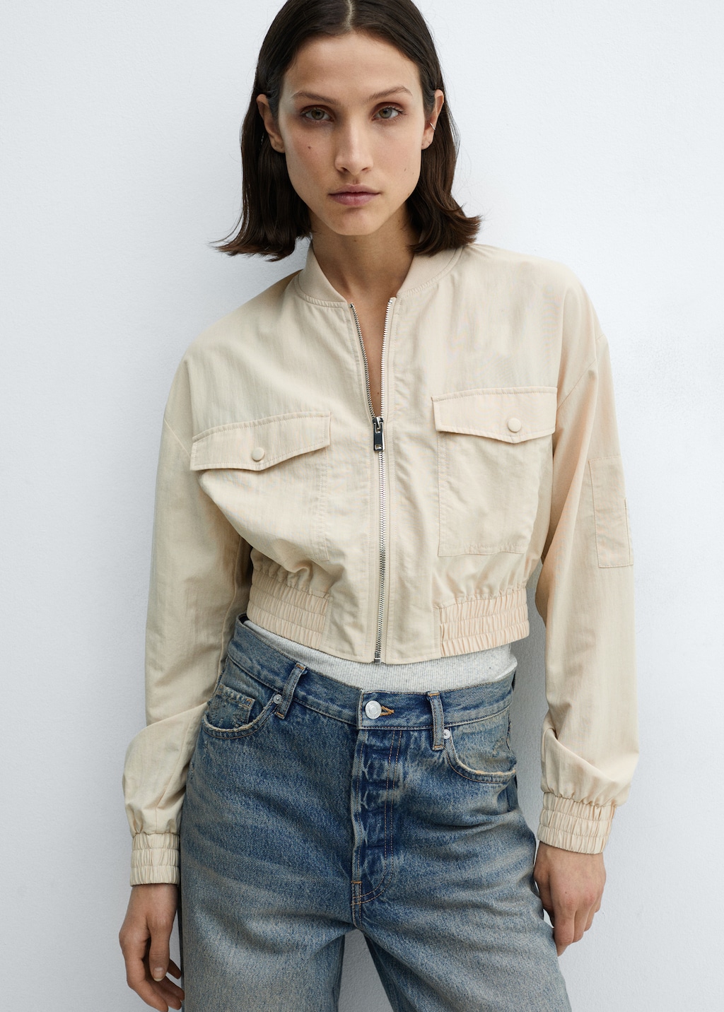 Bomber jacket with pocket - Medium plane