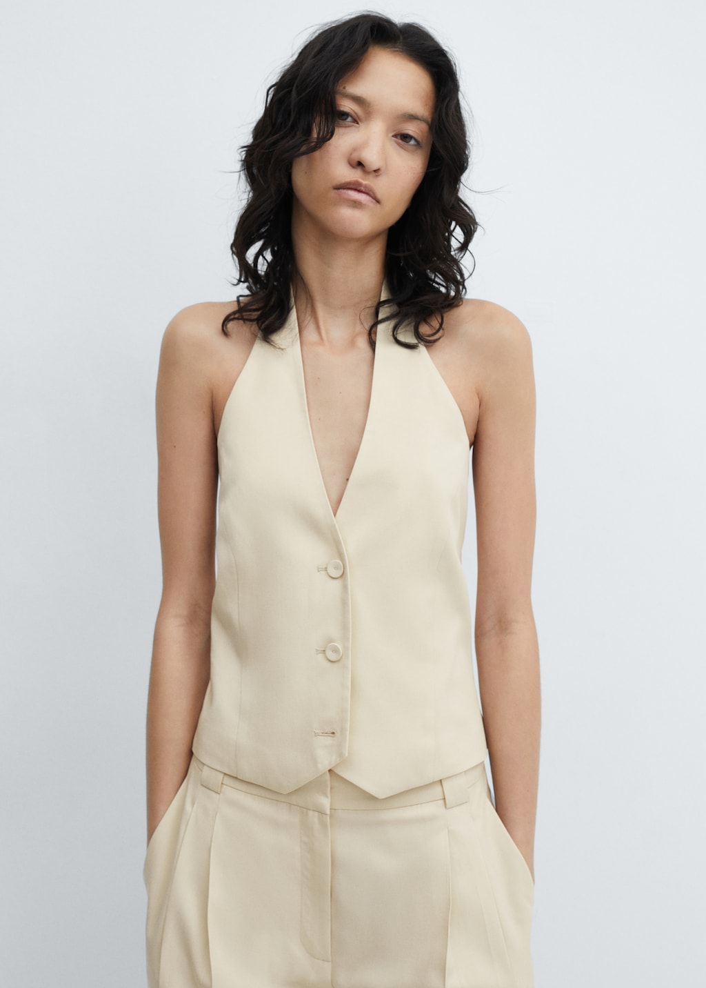 Lyocell halter-neck waistcoat - Medium plane