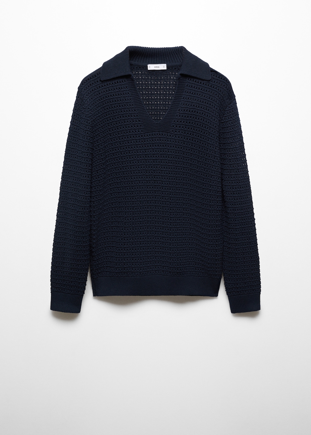 Openwork knitted polo-neck sweater - Article without model