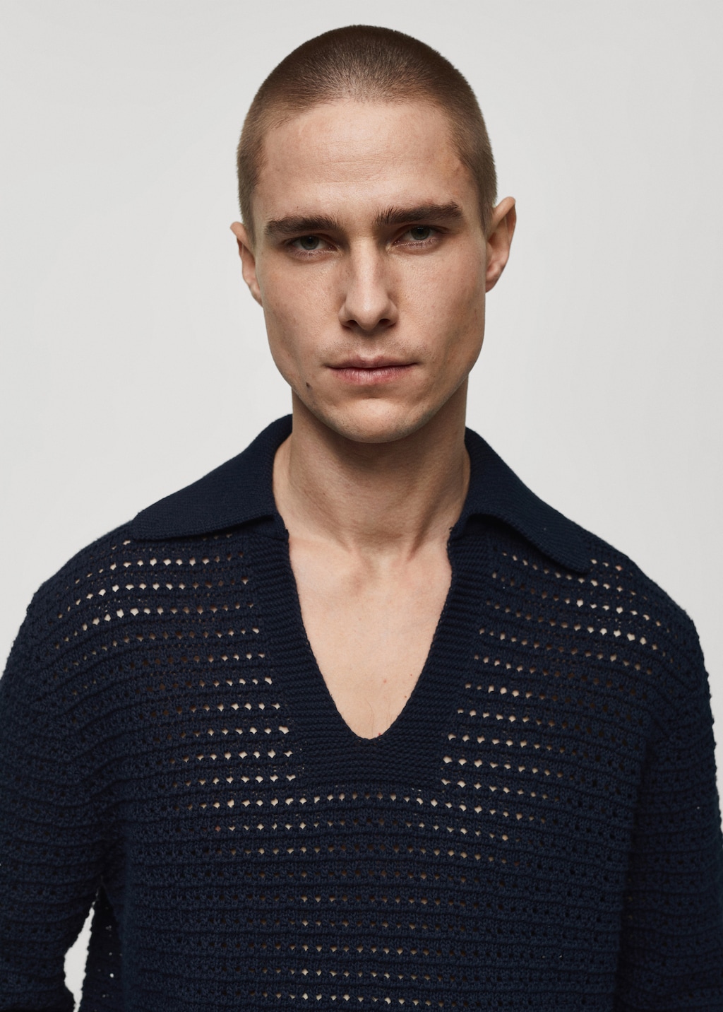 Openwork knitted polo-neck sweater - Details of the article 1