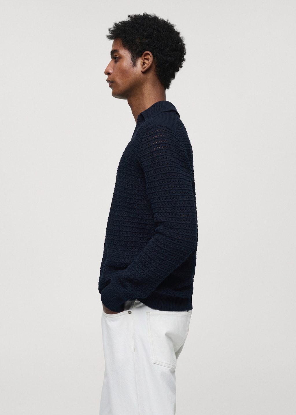 Openwork knitted polo-neck sweater - Details of the article 2